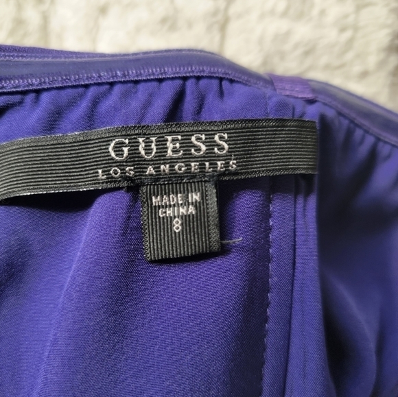 Guess Gorgoeus Strapless Bright Jewel Violet Deep V Plunge Dress - Picture 7 of 10